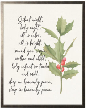 Silent Night with watercolor holly