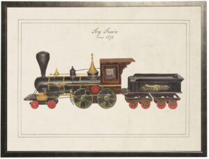 Vintage child's toy train painting