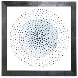 Grey/blue and black polka dotted circle