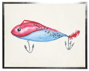 Blue and red fish lure
