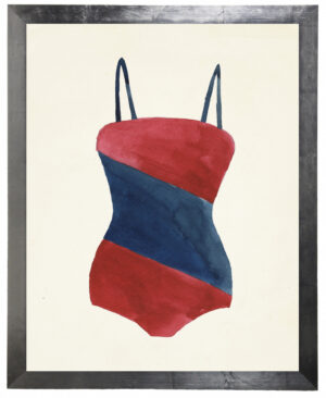Red Bathing Suit with Blue Diagonal Middle