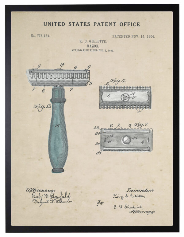 Watercolor barbershop razer patent