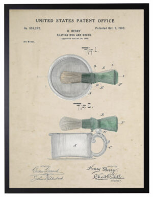 Watercolor barbershop shaving cup and brush patent