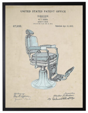 Watercolor barbershop chair patent