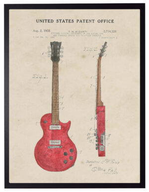 Watercolor Red Guitar Patent