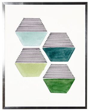 Green four hexagon abstract