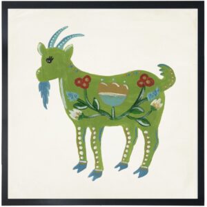 Green folk art goat