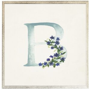 Blue letter B with floral accents