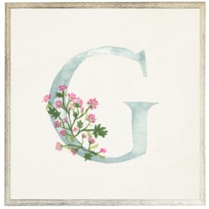 Blue letter G with floral accents