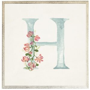 Blue letter H with floral accents