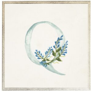 Blue letter Q with floral accents