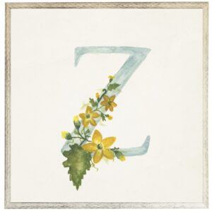 Blue letter Z with floral accents