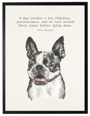 Watercolor French bulldog with A dog teaches quote