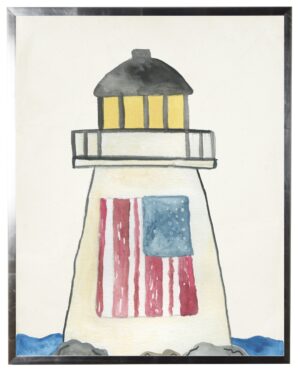 Watercolor Lighthouse with flag
