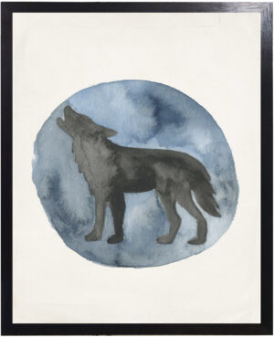 Lake Collection Black wolf on blue