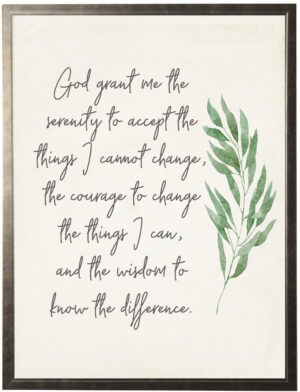 Serenity prayer with watercolor greenery