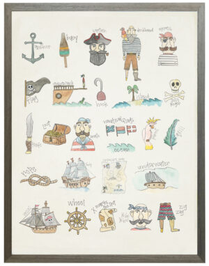 Watercolor pirate ABCs