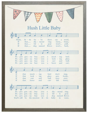Hush Little Baby music with watercolor banner