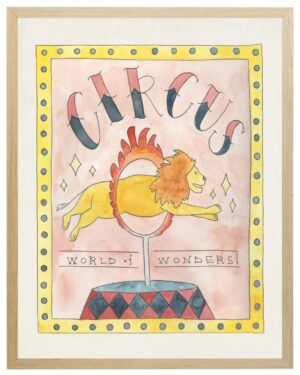 Watercolor circus poster with lion