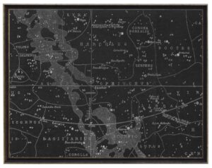 Vintage black night sky map