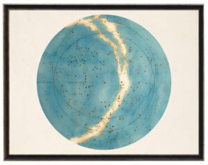 Vintage turquoise and gold star map