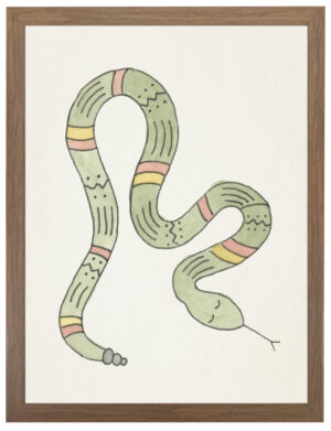 Watercolor green and yellow snake
