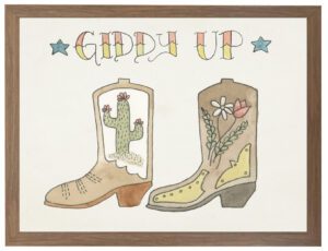Watercolor giddy up boot painting