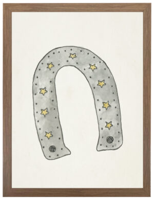 Watercolor horseshoe with stars