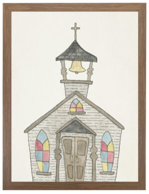 Watercolor church in western town