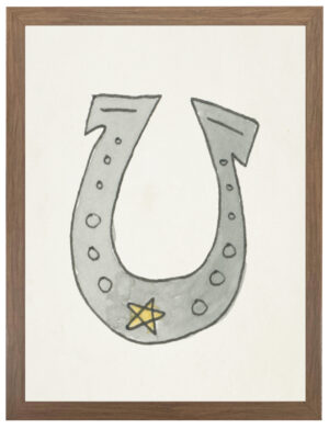 Watercolor horseshoe with star