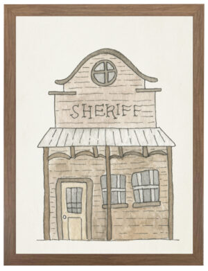 Watercolor sheriff's building in western town