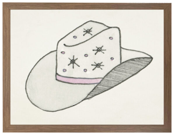 Watercolor cowgirl hat with pink band