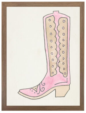 Watercolor western pink boot