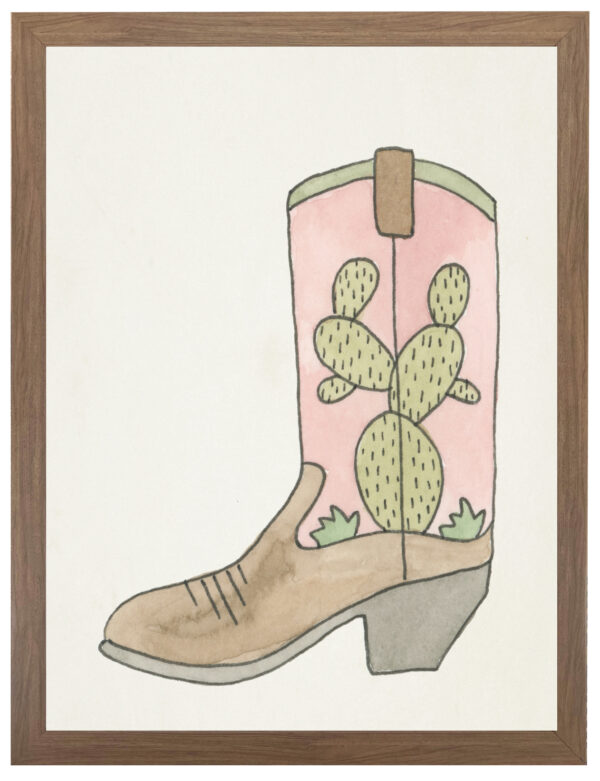 Watercolor boot with cactus