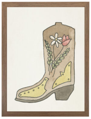 Watercolor boot with floral accents