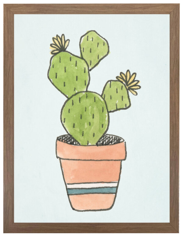 Watercolor potted cactus