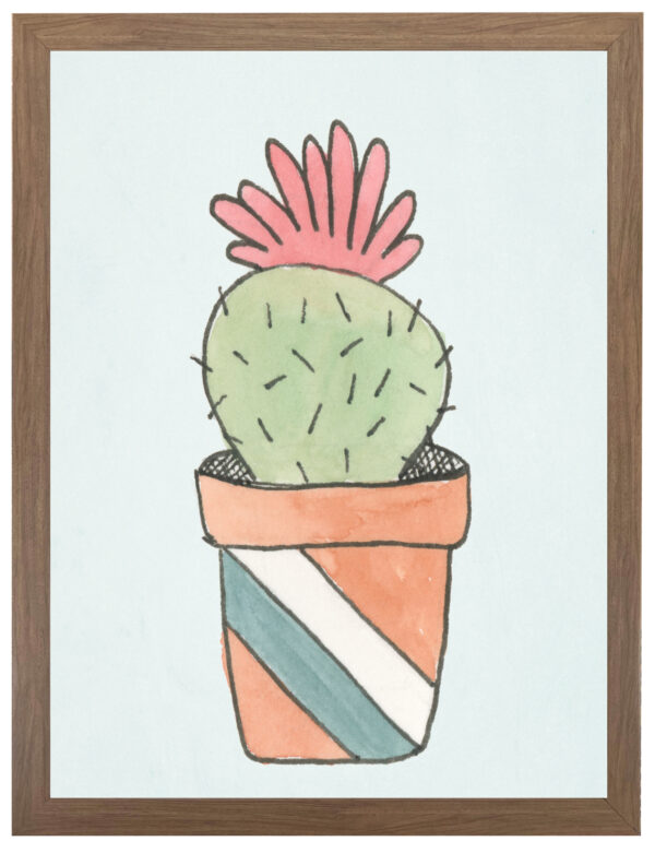 Watercolor potted cactus