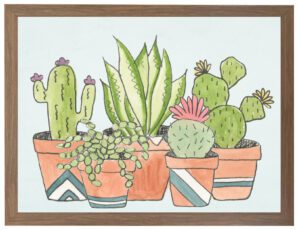 Watercolor potted cacti