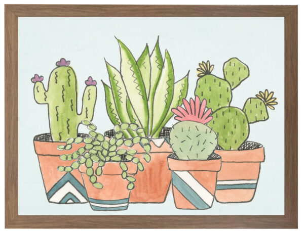 Watercolor potted cacti