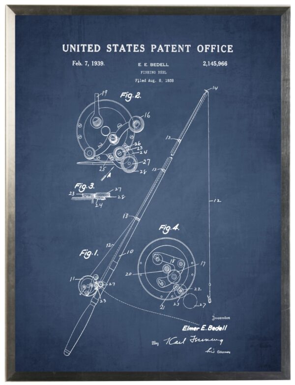Fishing Rod patent on navy background
