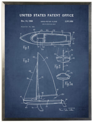 Sailboat patent on navy background