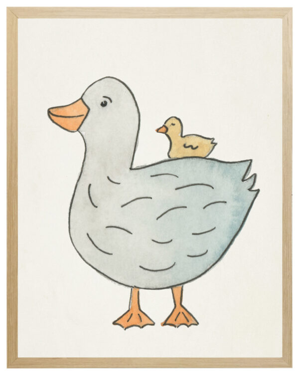 Watercolor duck with baby