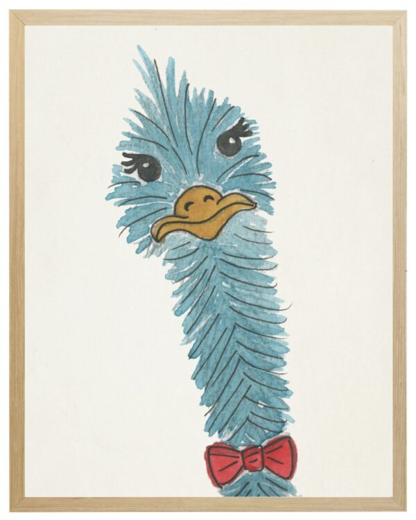 Watercolor Emu with bowtie