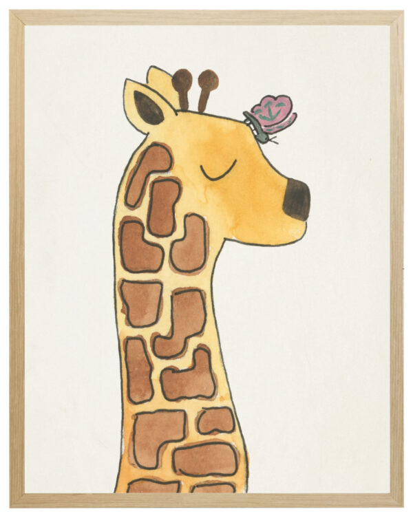 Watercolor giraffe with butterfly