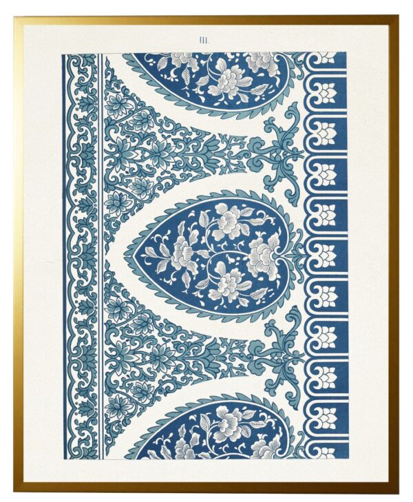 Chinoiserie fabric plate in blues