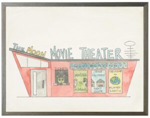 Watercolor The Moon movie theater