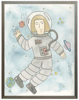 Watercolor lady astronaut