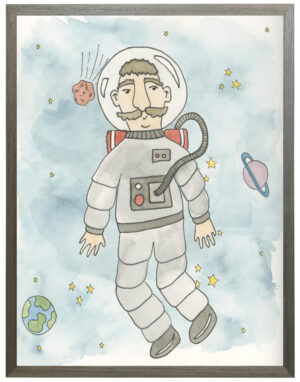 Watercolor man astronaut