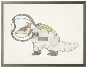 Watercolor anteater astronaut