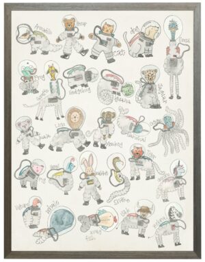 Watercolor Animal Astronaut ABC collection